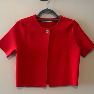 Zara Women's Vibrant Red Short Sleeve Blazer